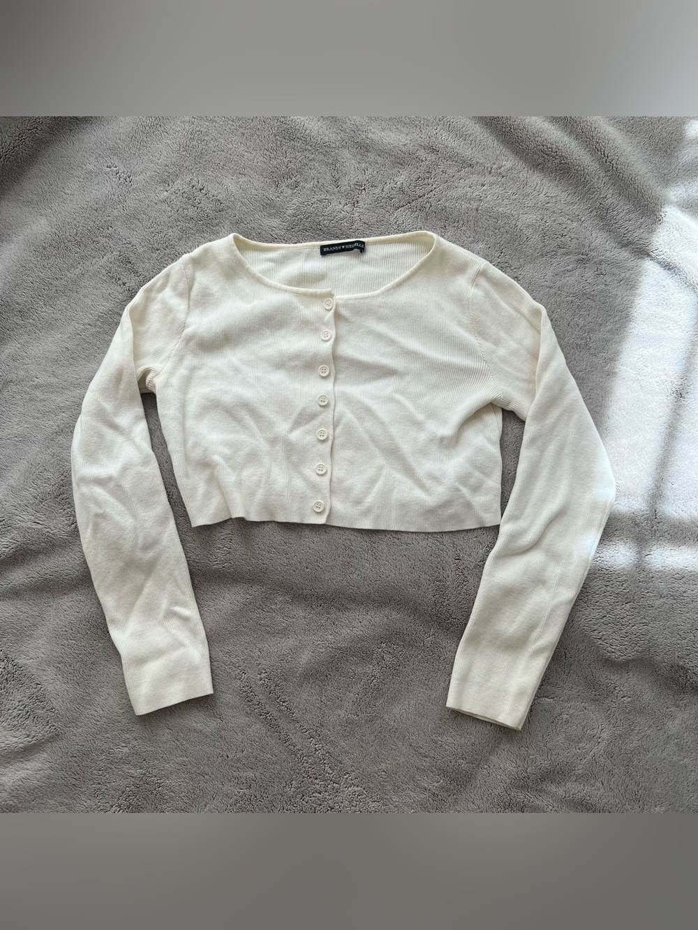 Brandy Melville Cream Whire Crop Button Down Cardigan Sweater